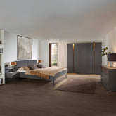 Larisa 251cm Graphite & Atlantic Oak Hinged 5 Door Wardrobe - Pendle Village Furniture